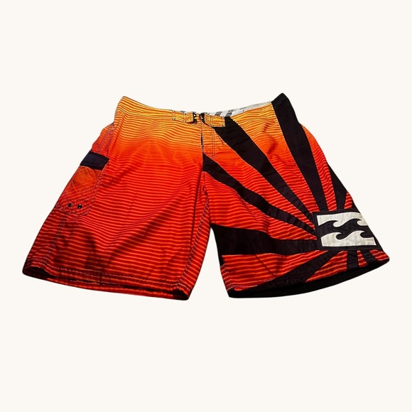 Billabong Other - Billabong Rising Sun Board Shorts Mens XXL 42 44 Orange Black Y2K Surf